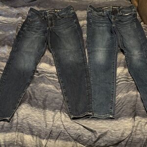 2 pair American Eagle Dark Blue Stretch Jeans 
price $20 each